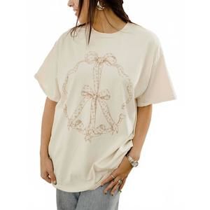 NEW LIVYLU ditsy floral thrifted graphic tee in off white